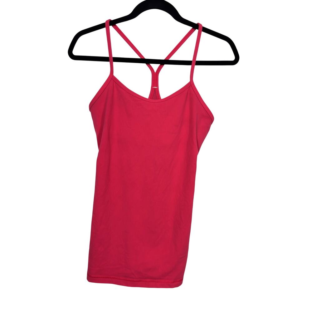 Lululemon Tank Top Womens 6 Pink Power Y Racerback Luon Built-in Bra Reflective